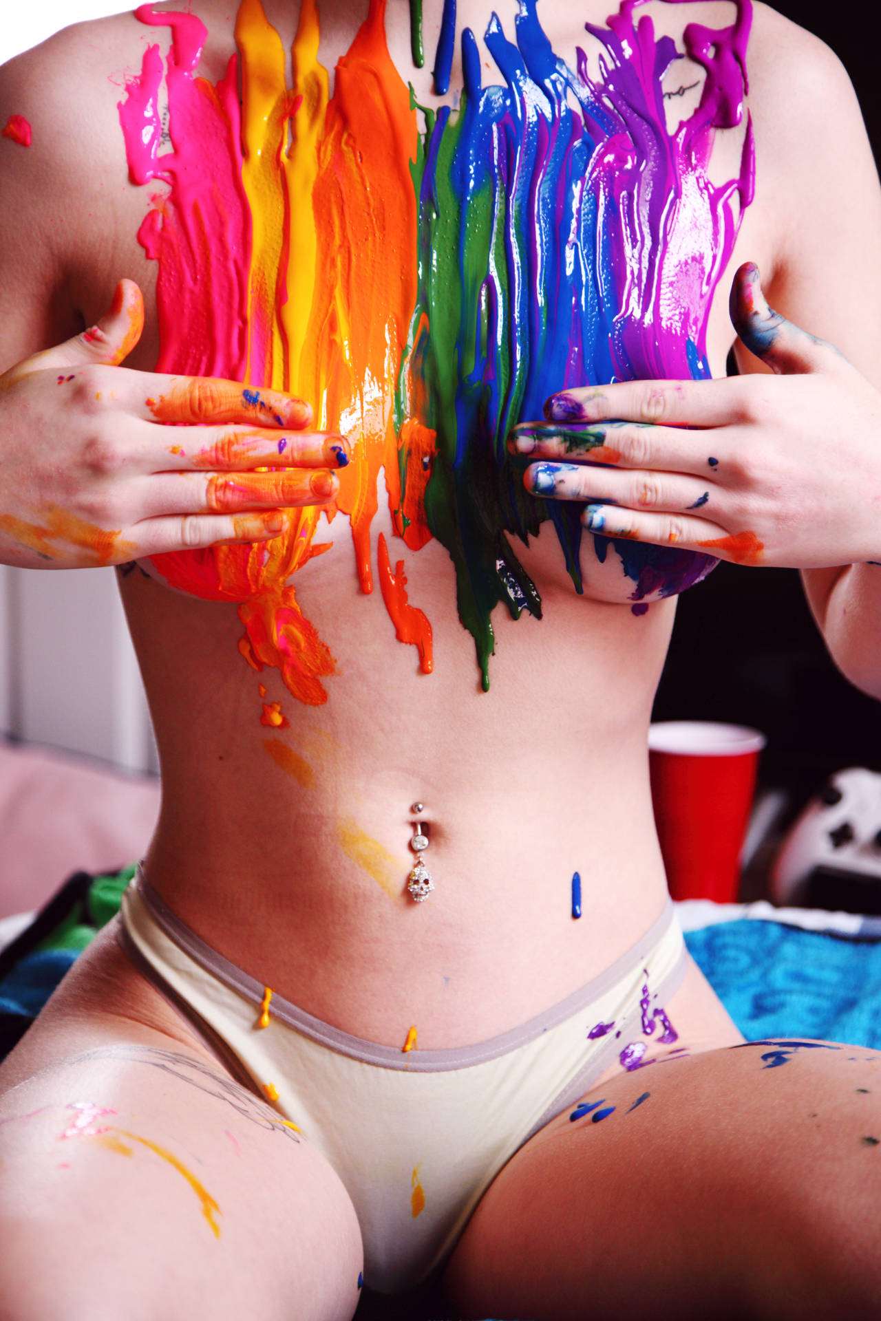 Lesbian Rainbow Color Paint Background