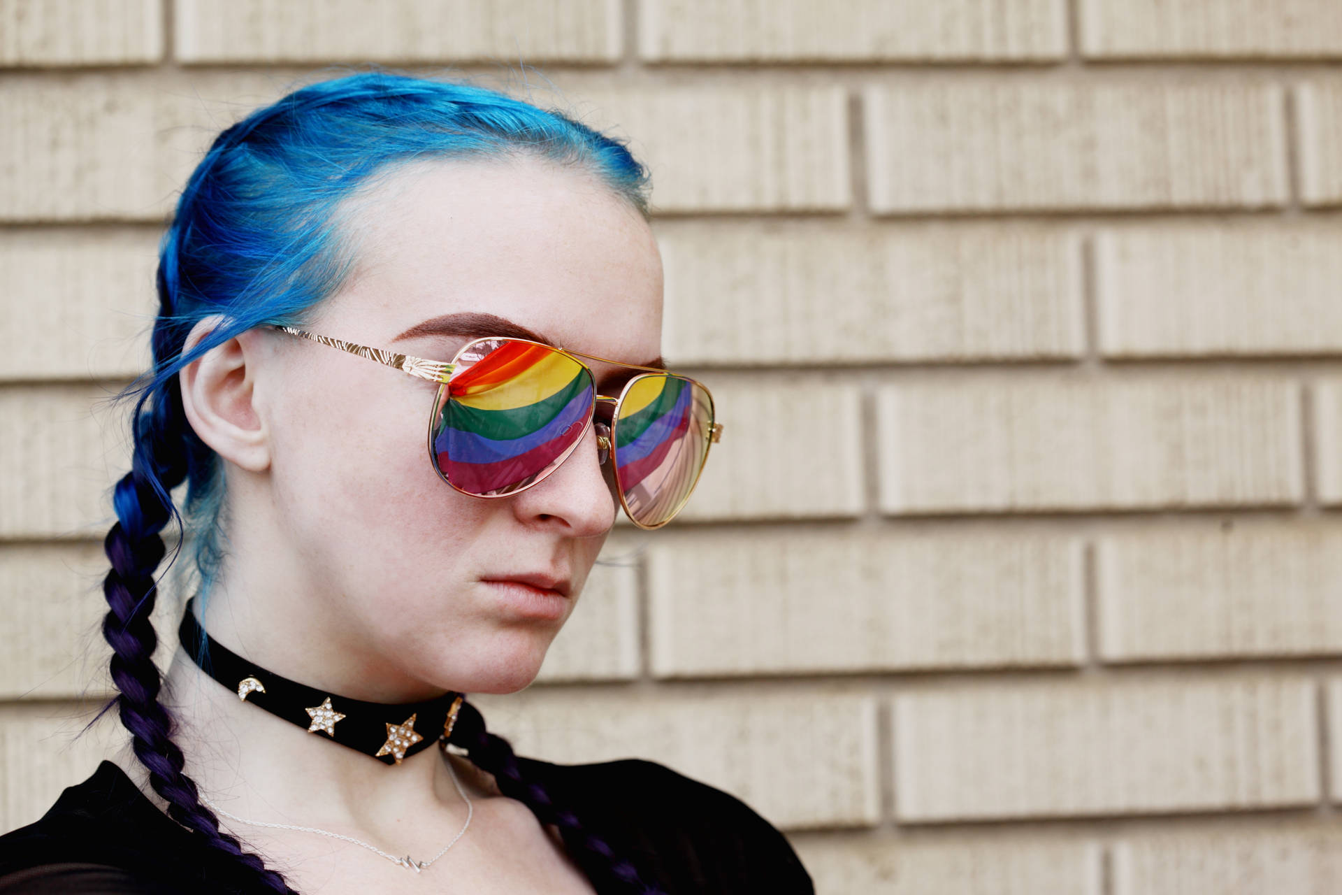 Lesbian With Lgbt Sunglasses Background