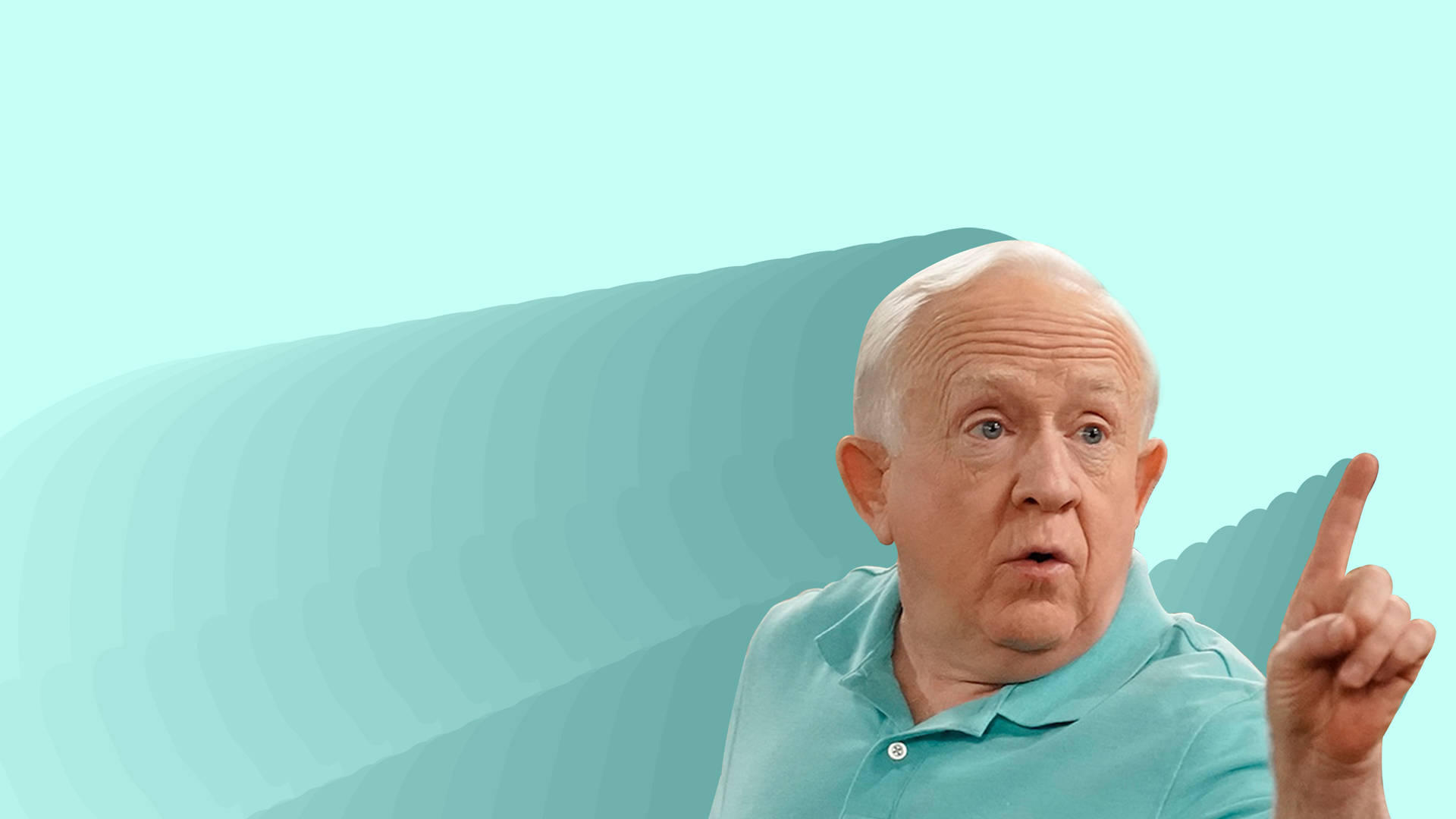 Leslie Jordan Pointing Bluegreen Background Background