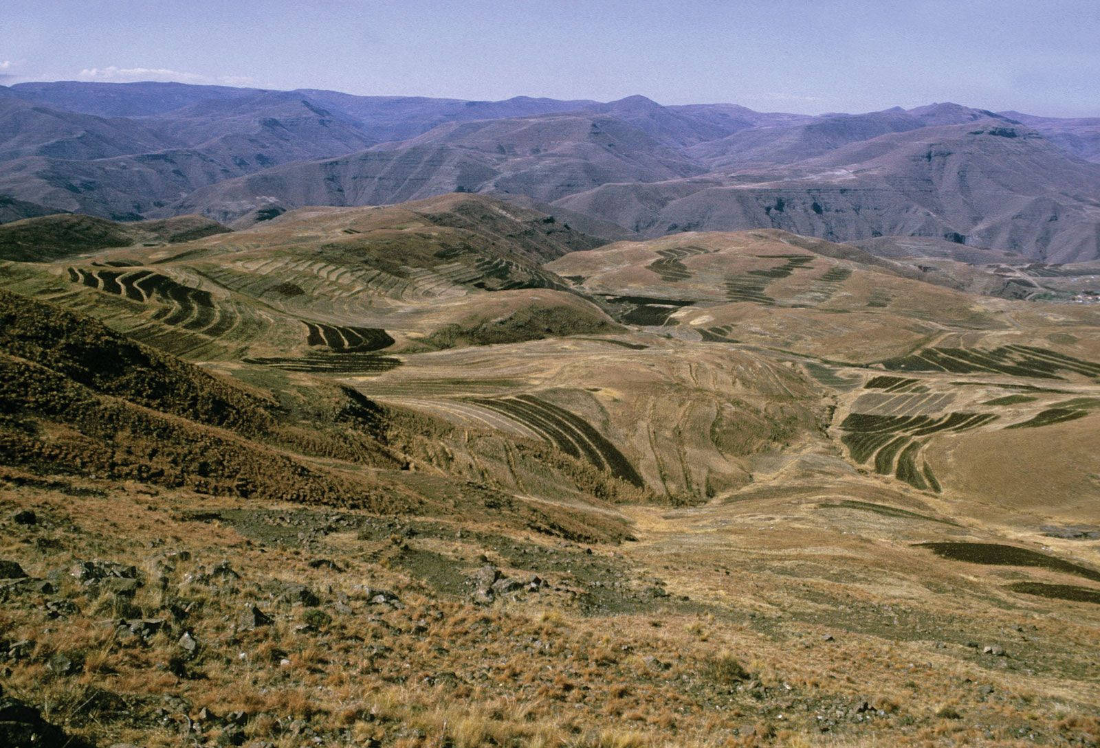 Lesotho Arid Mountain Landscape Background