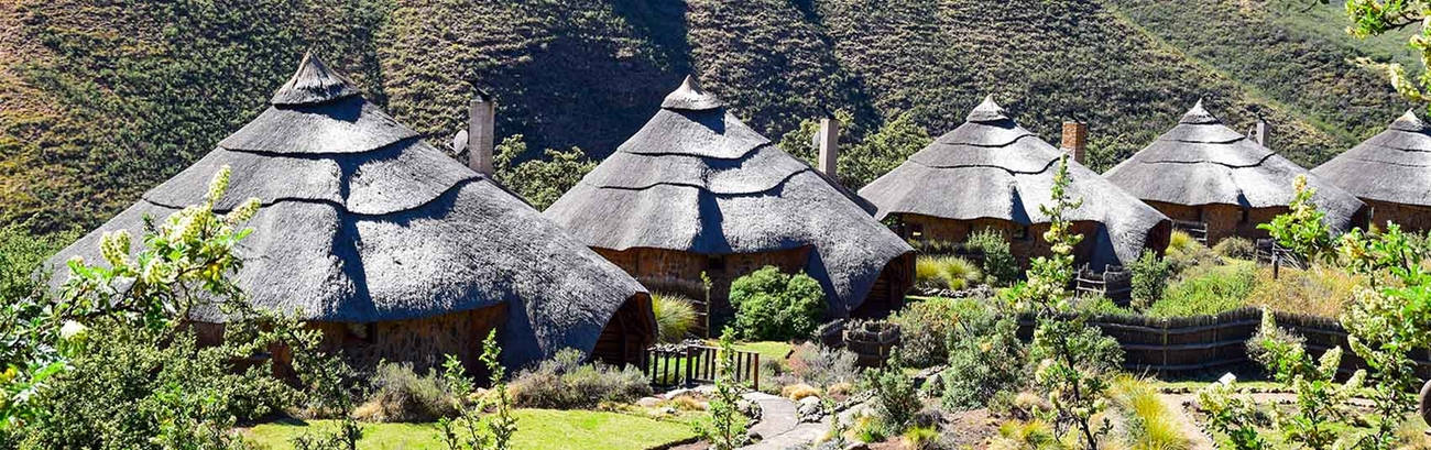 Lesotho Five Huts Roofs Background