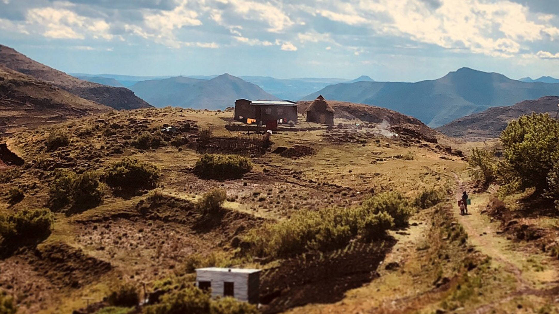 Lesotho Flat Mountain Structures Background