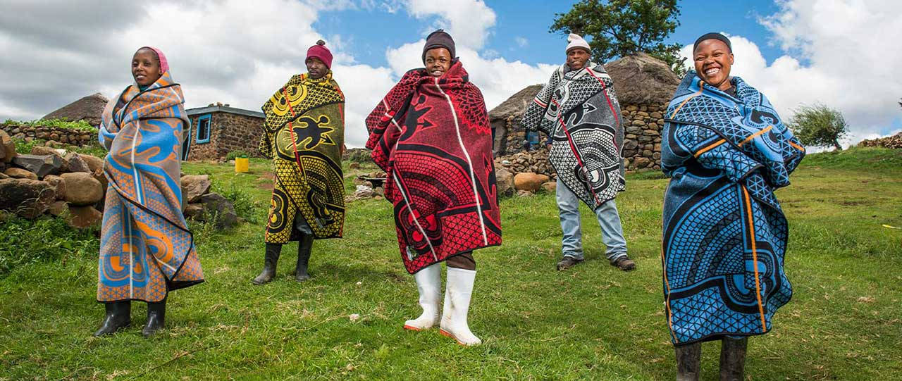 Lesotho Happy People Colorful Clothing Background