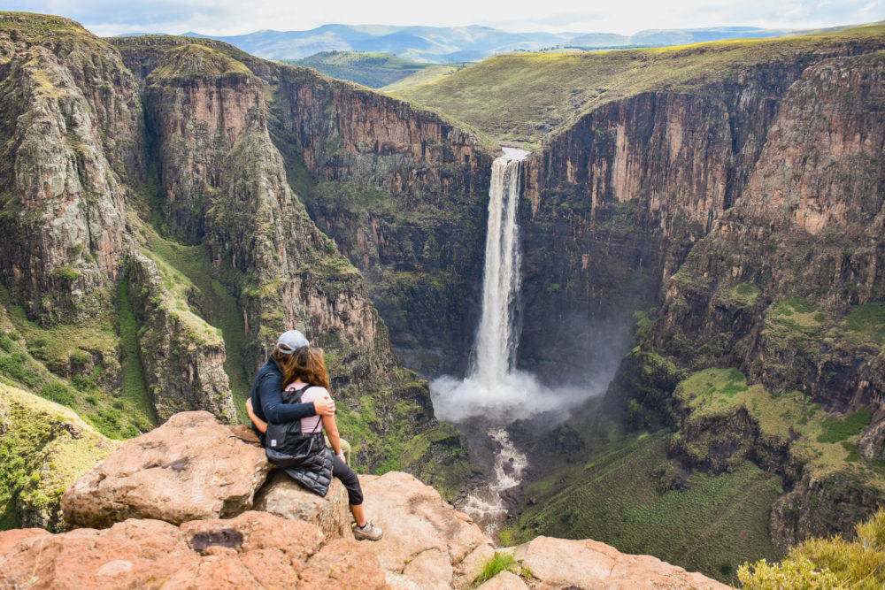 Lesotho Looking At Waterfalls Background