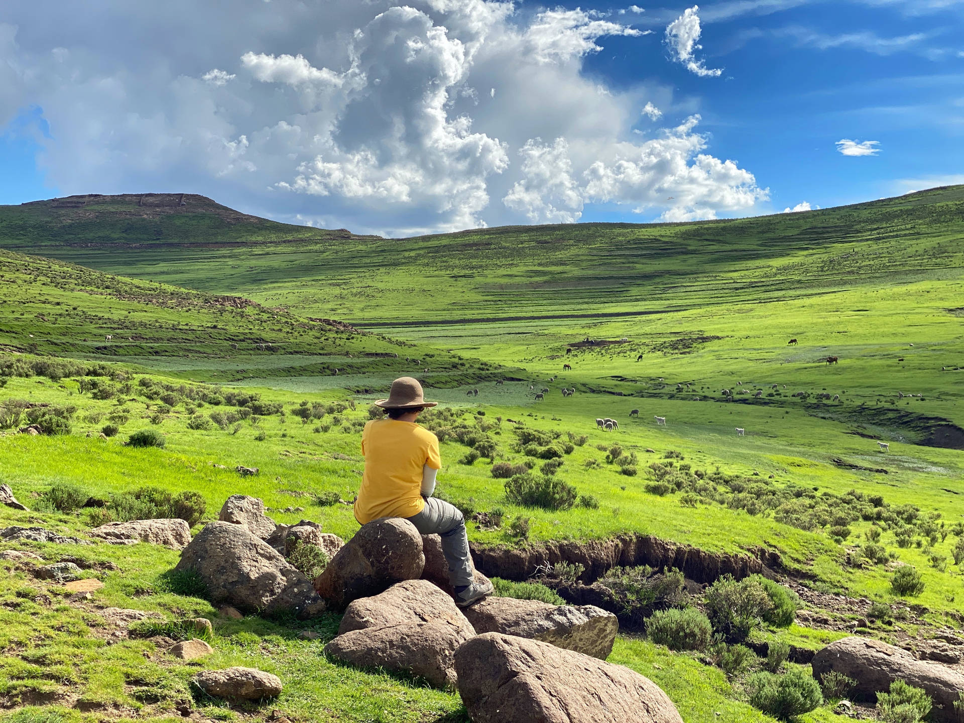 Lesotho Person Cloudy Grasslands