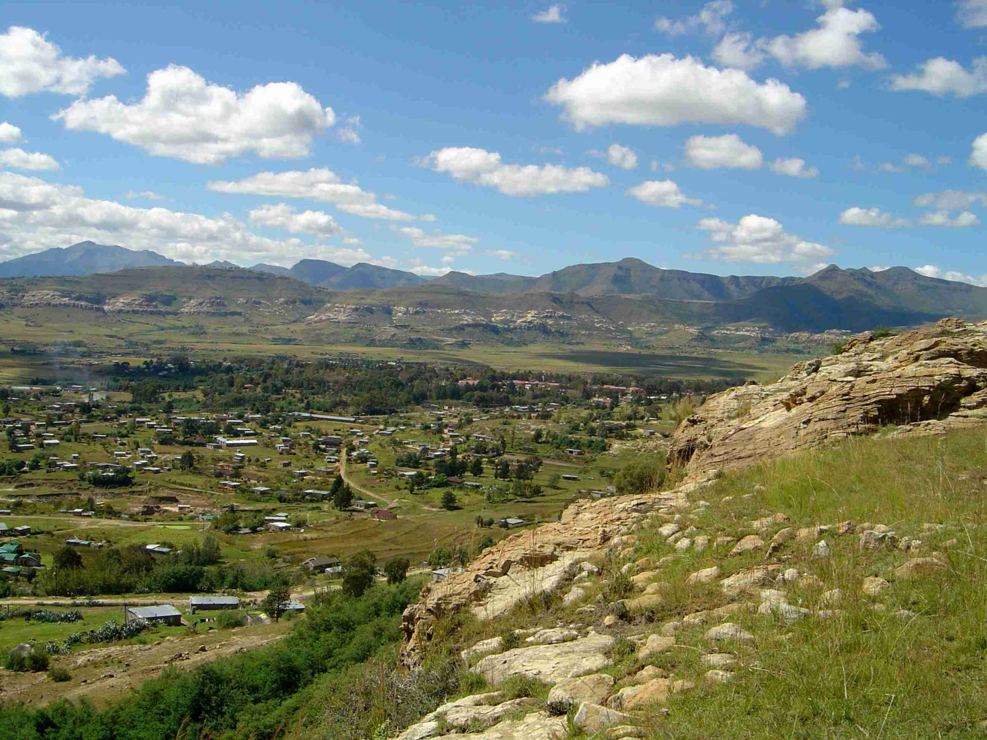 Lesotho Rocky Mountain Village Background