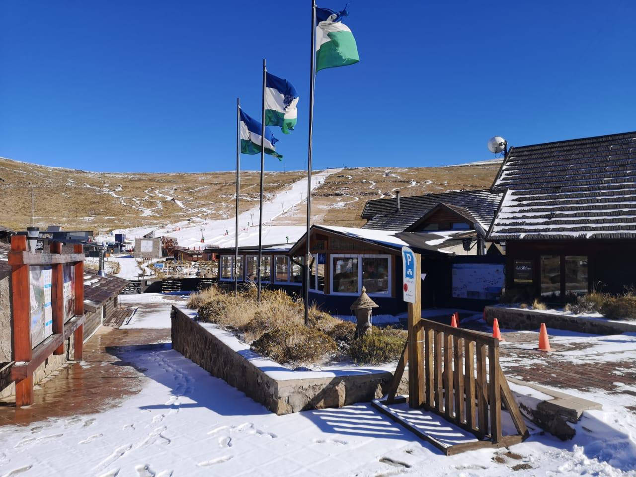 Lesotho Snowy Buildings Flagpoles