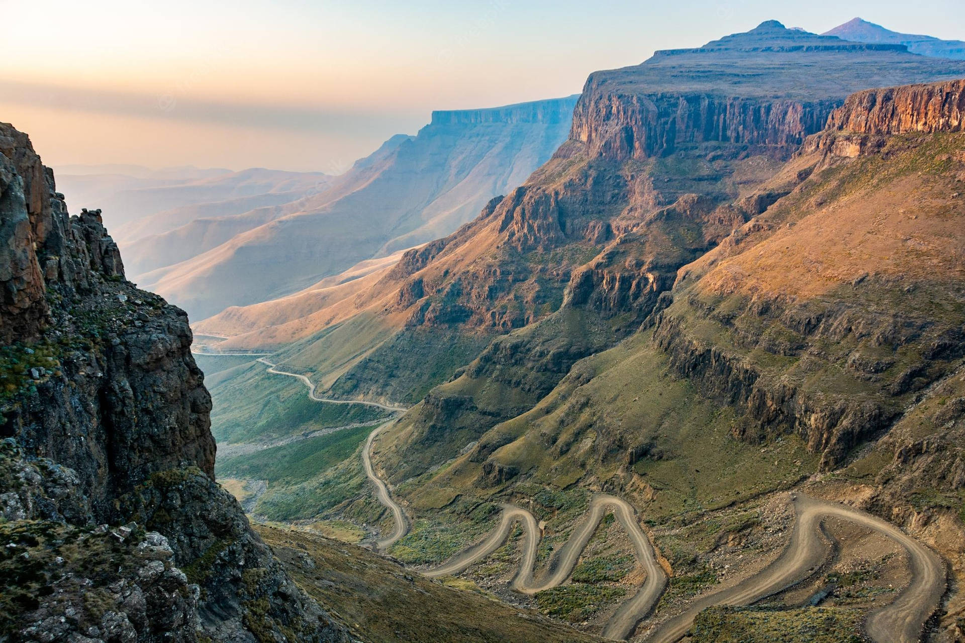 Lesotho Sunset Road Crossing Background