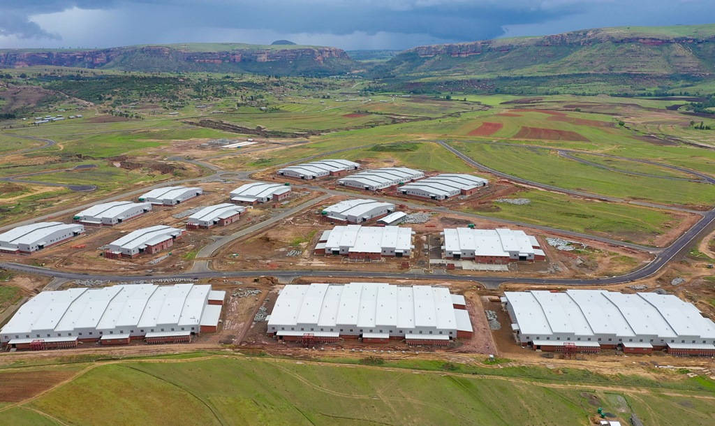 Lesotho White Factories Aerial View Background