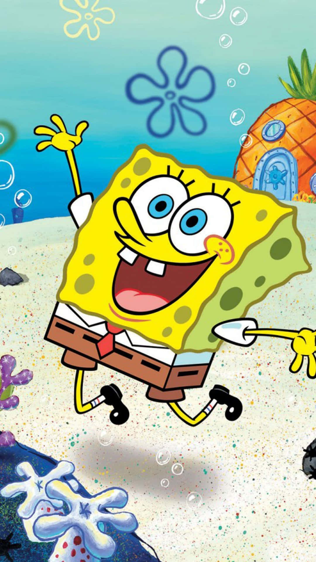 Let's Get This Party Started With The Spongebob Iphone - Perfect For Watching Your Favorite Cartoons! Background