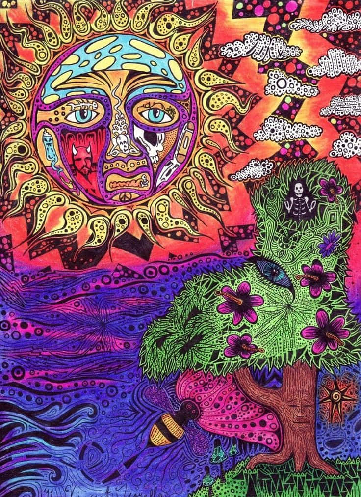 Let's Join The Trippy Hippie Movement Background
