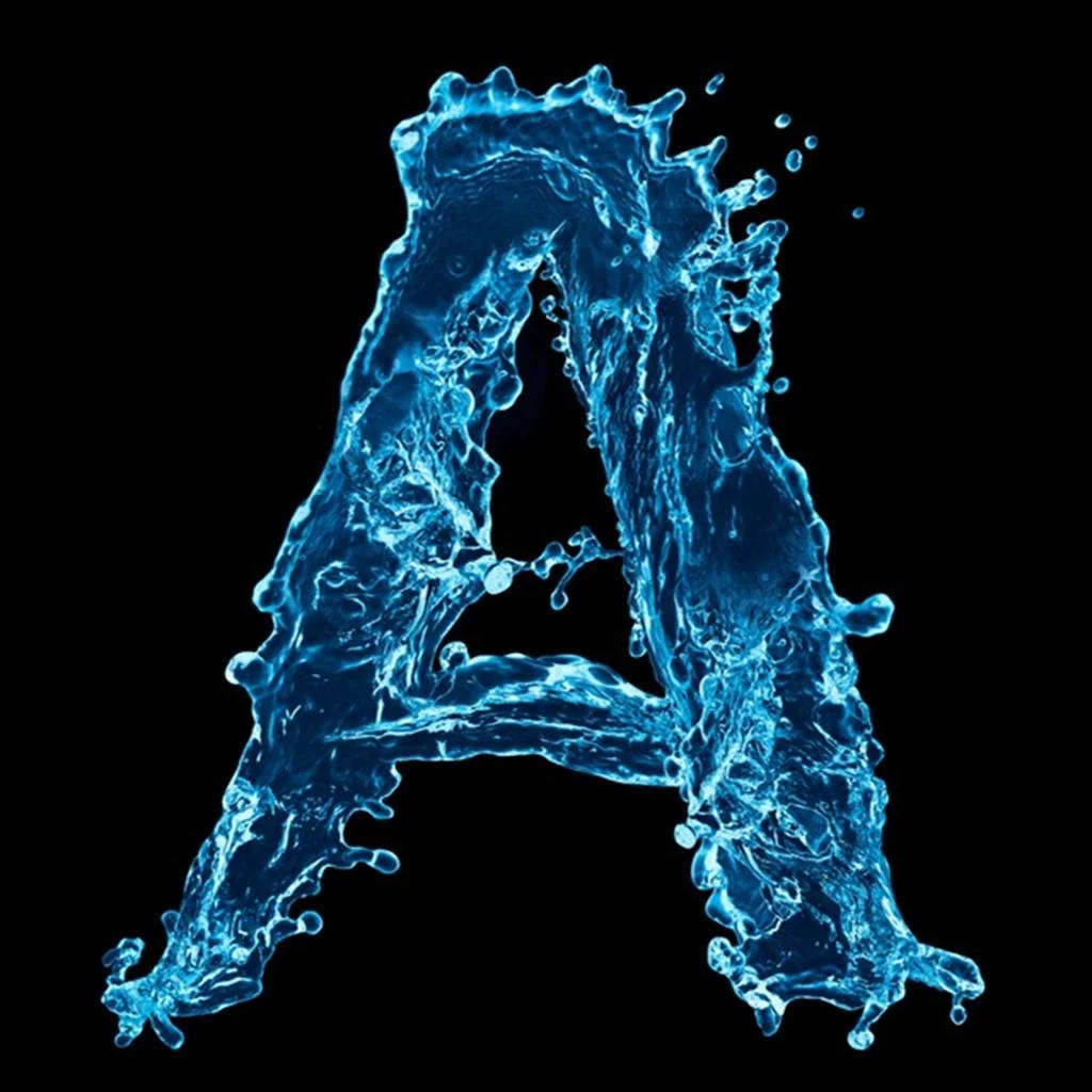 Letter A Water In Black Background