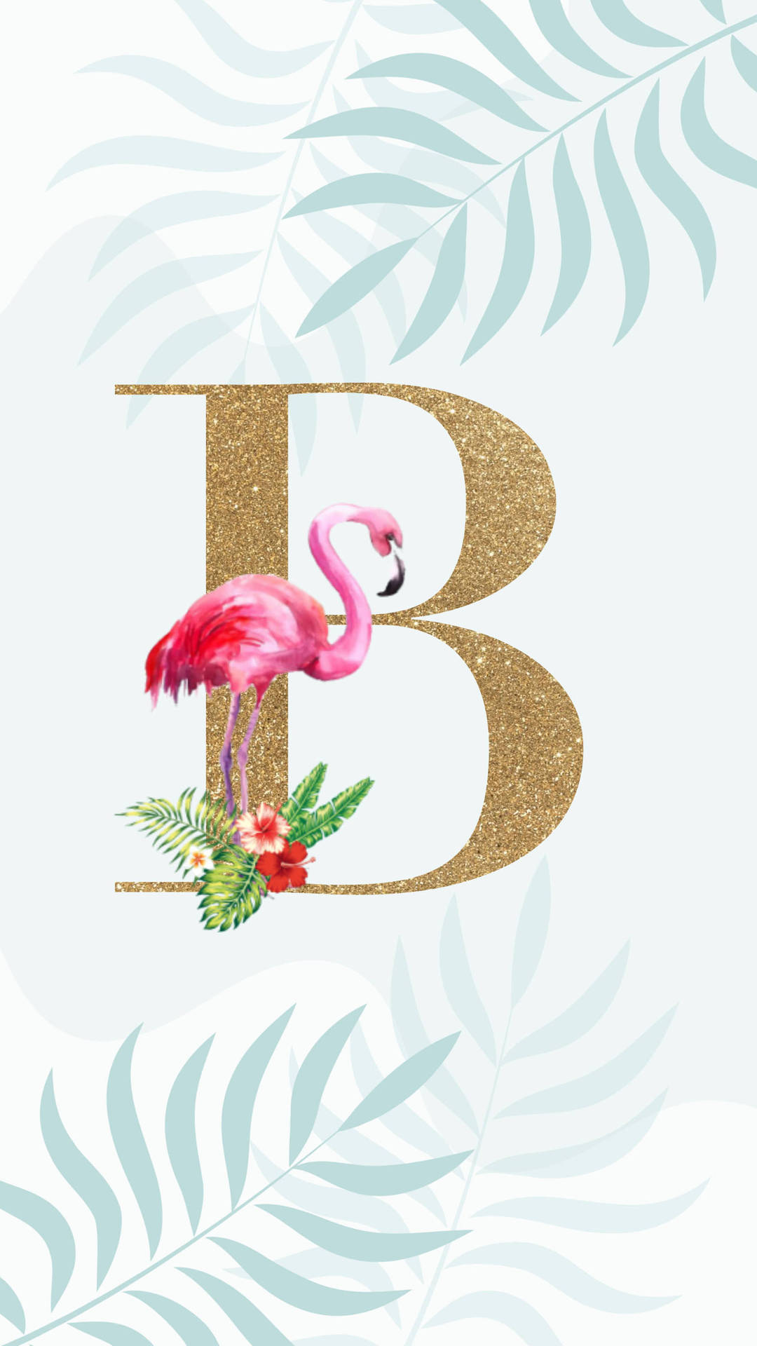 Letter B Flamingo Design Background