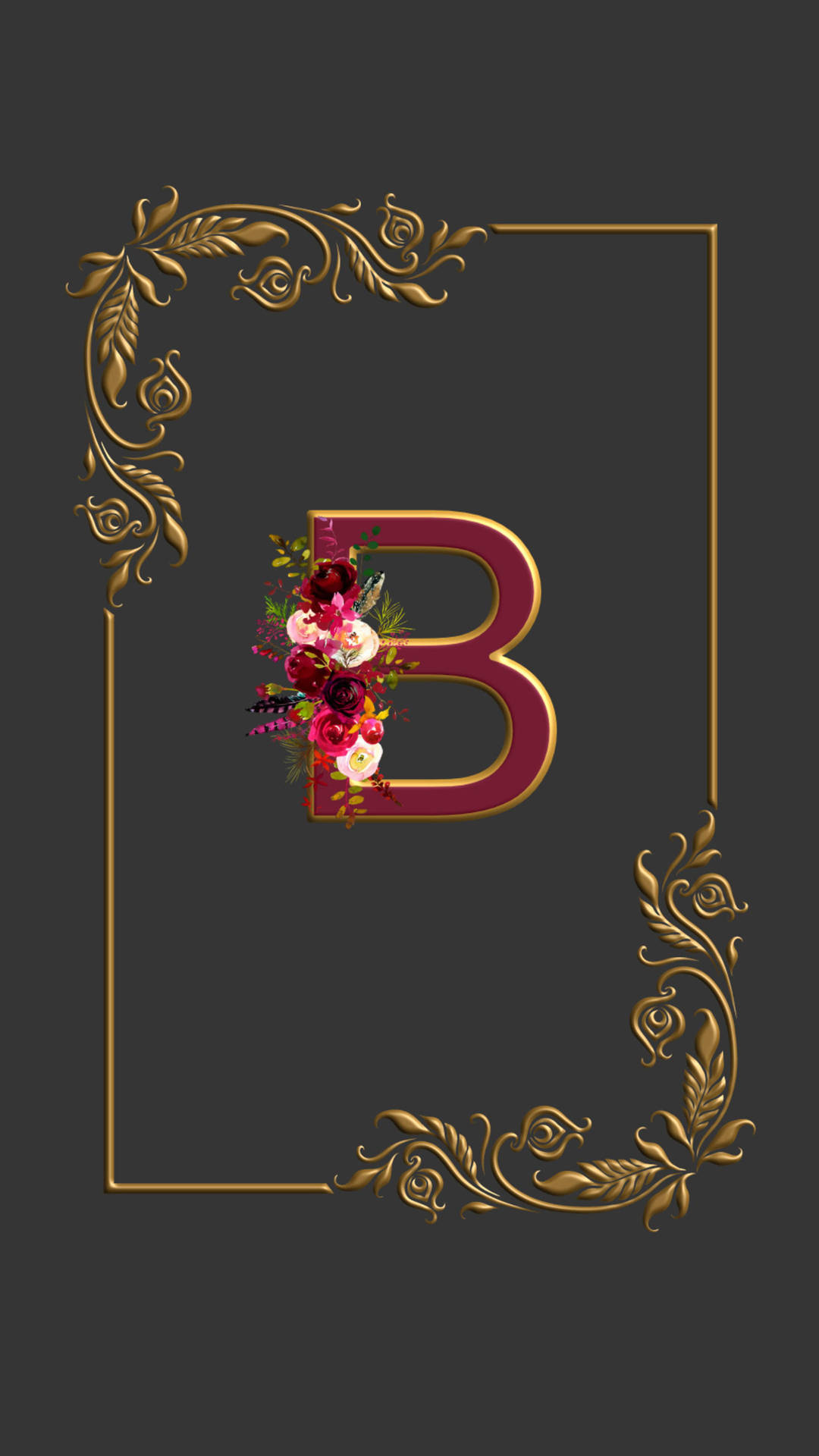 Letter B Gold Frame Background