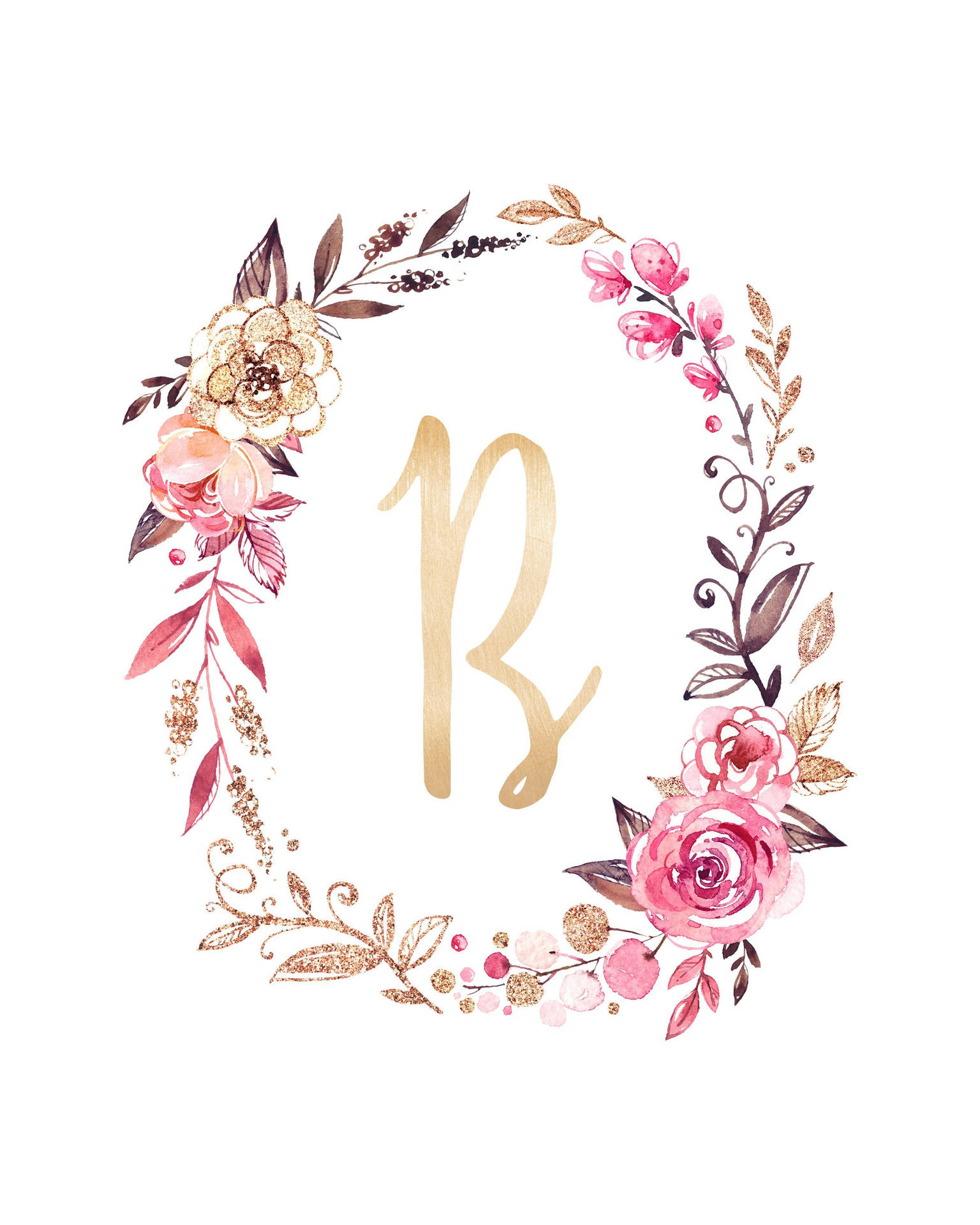 Letter B Wreath Design Background