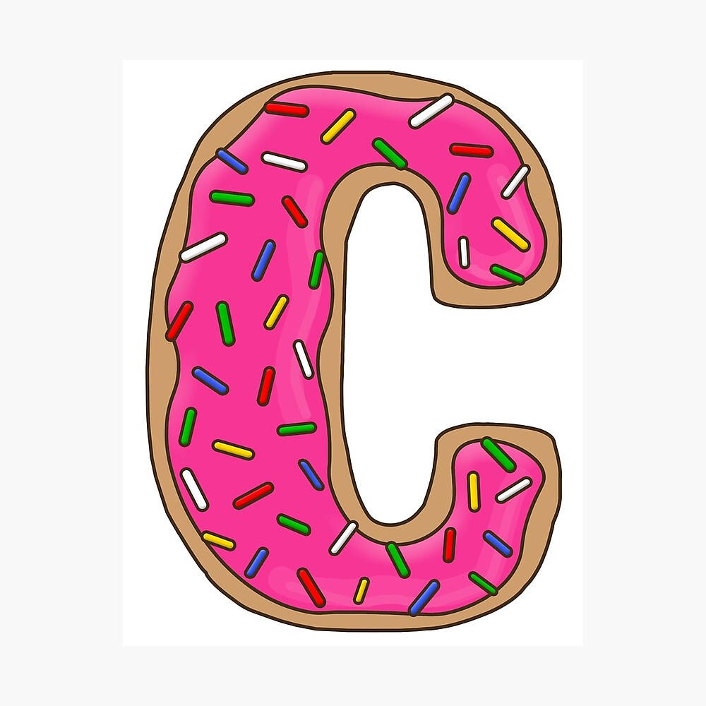 Letter C Doughnut With Candy Sprinkles Background