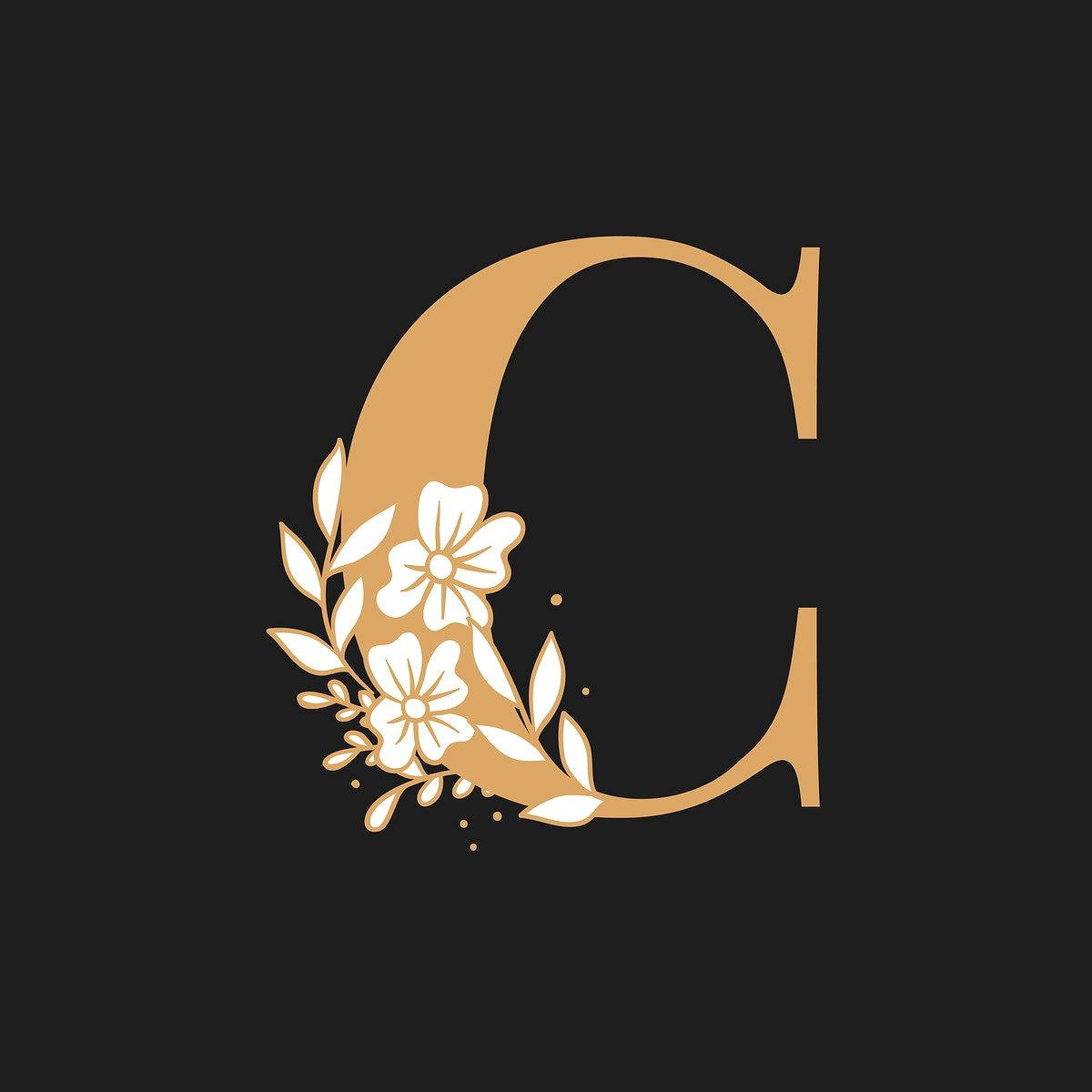Letter C Gold And Floral Design Background
