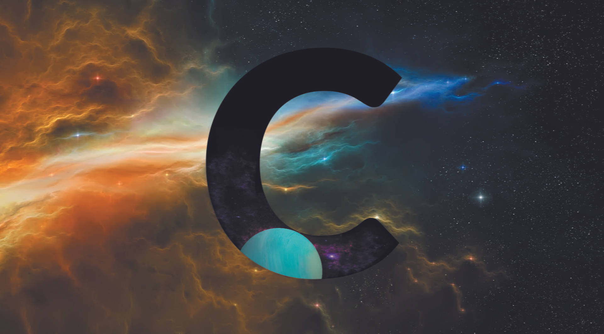 Letter C In Galaxy Background