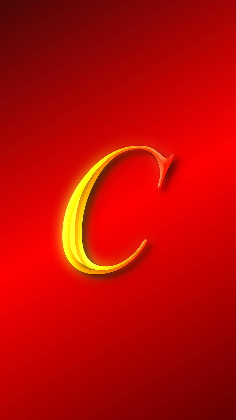 Letter C In Shiny Gold Background
