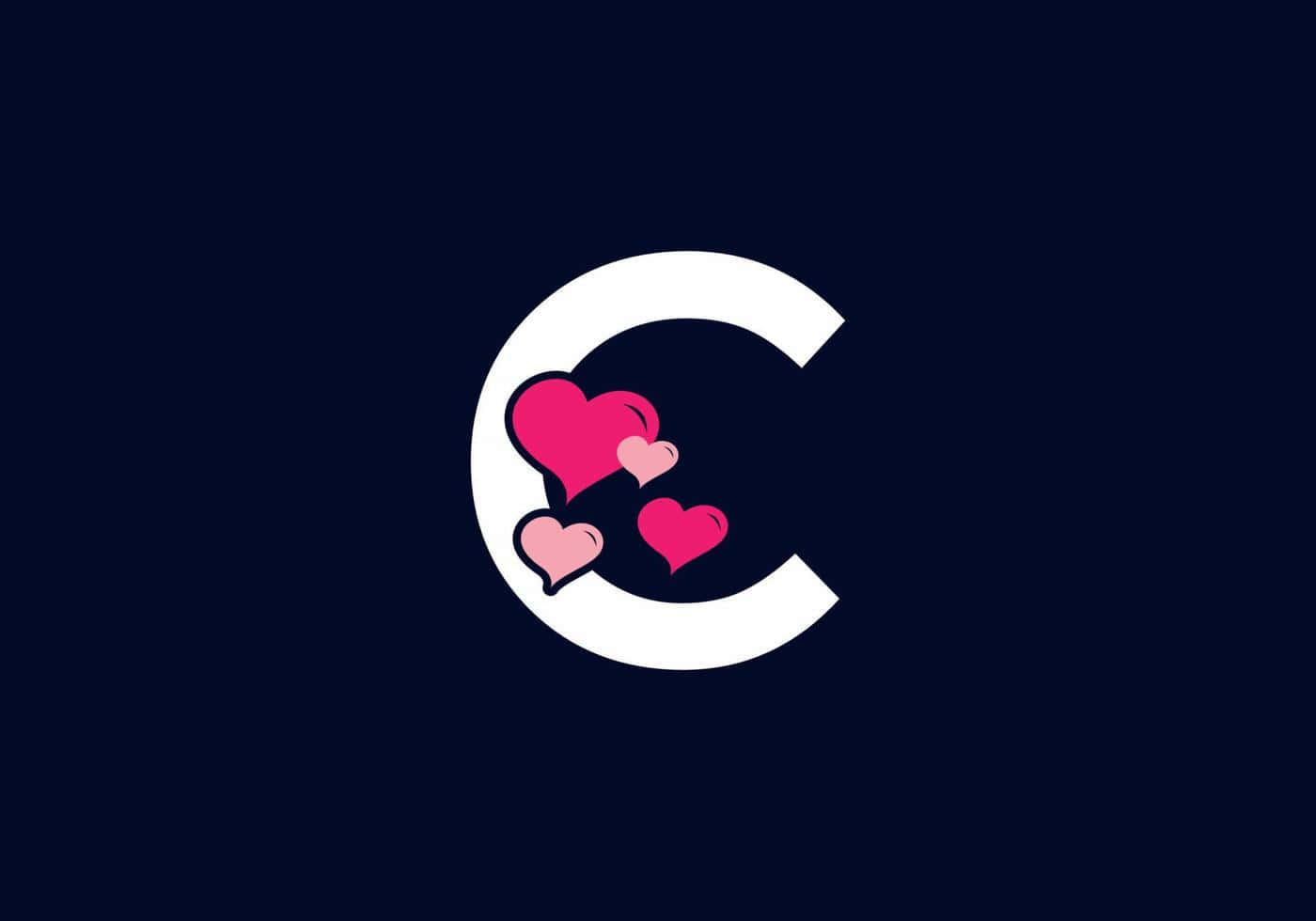 Letter C Initial With Hearts