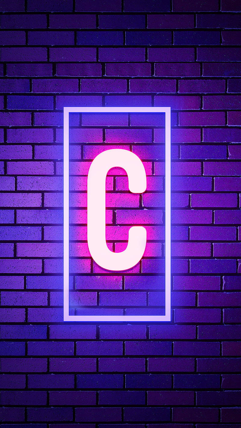 Letter C Neon Light Background