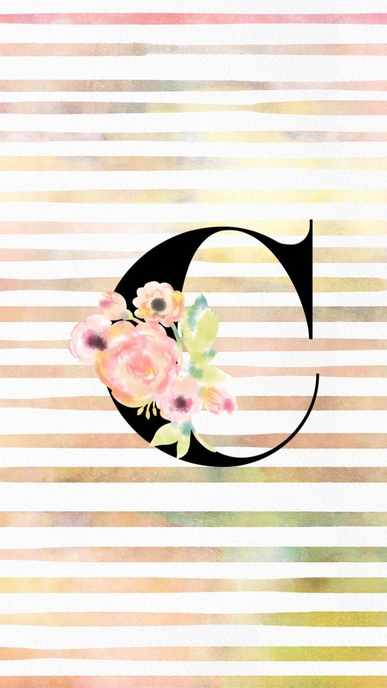 Letter C Painted With Flower Background