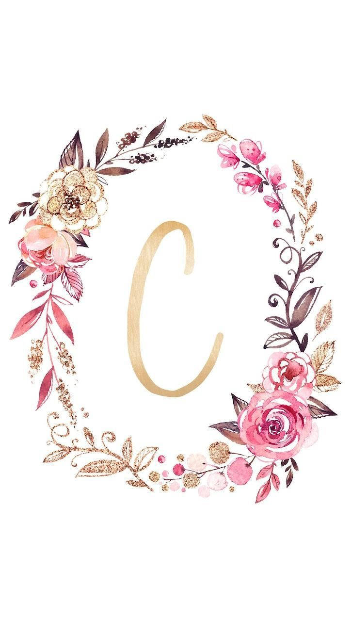 Letter C With Flower Frame Background
