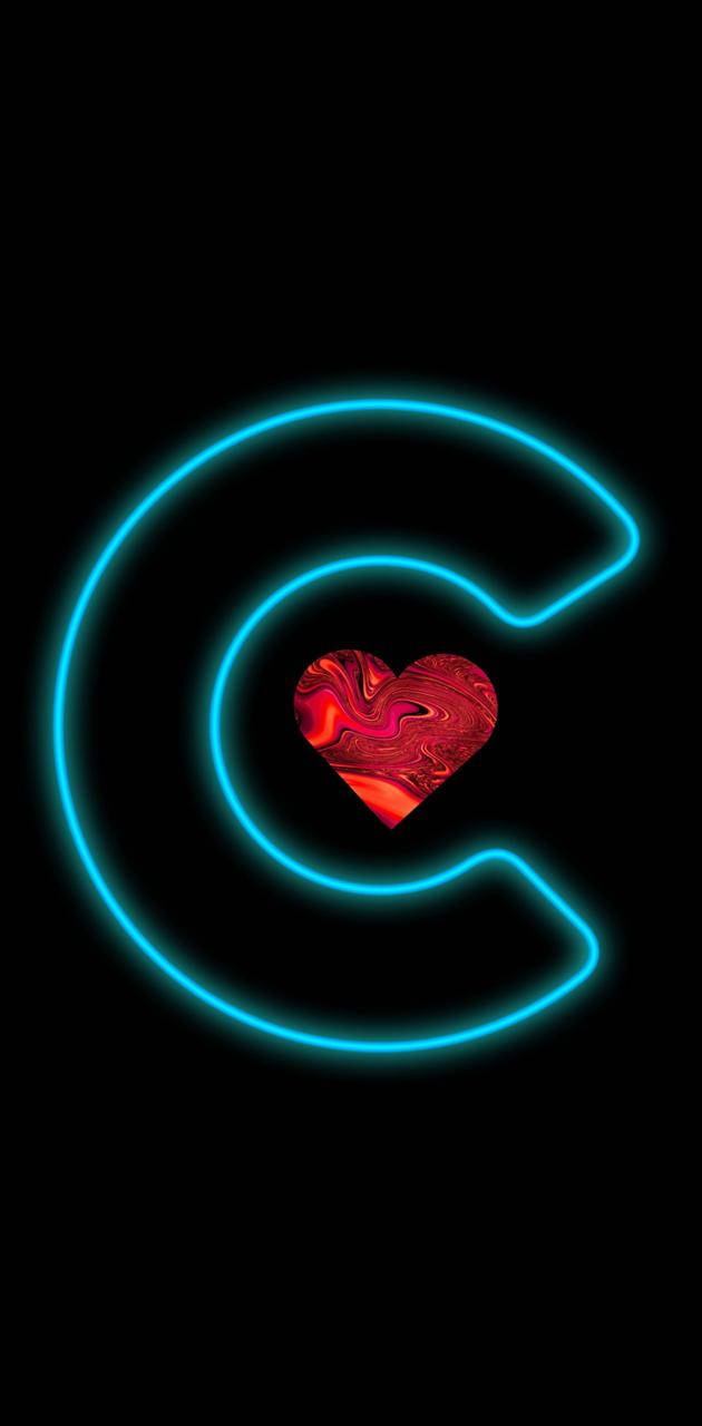 Letter C With Heart Background