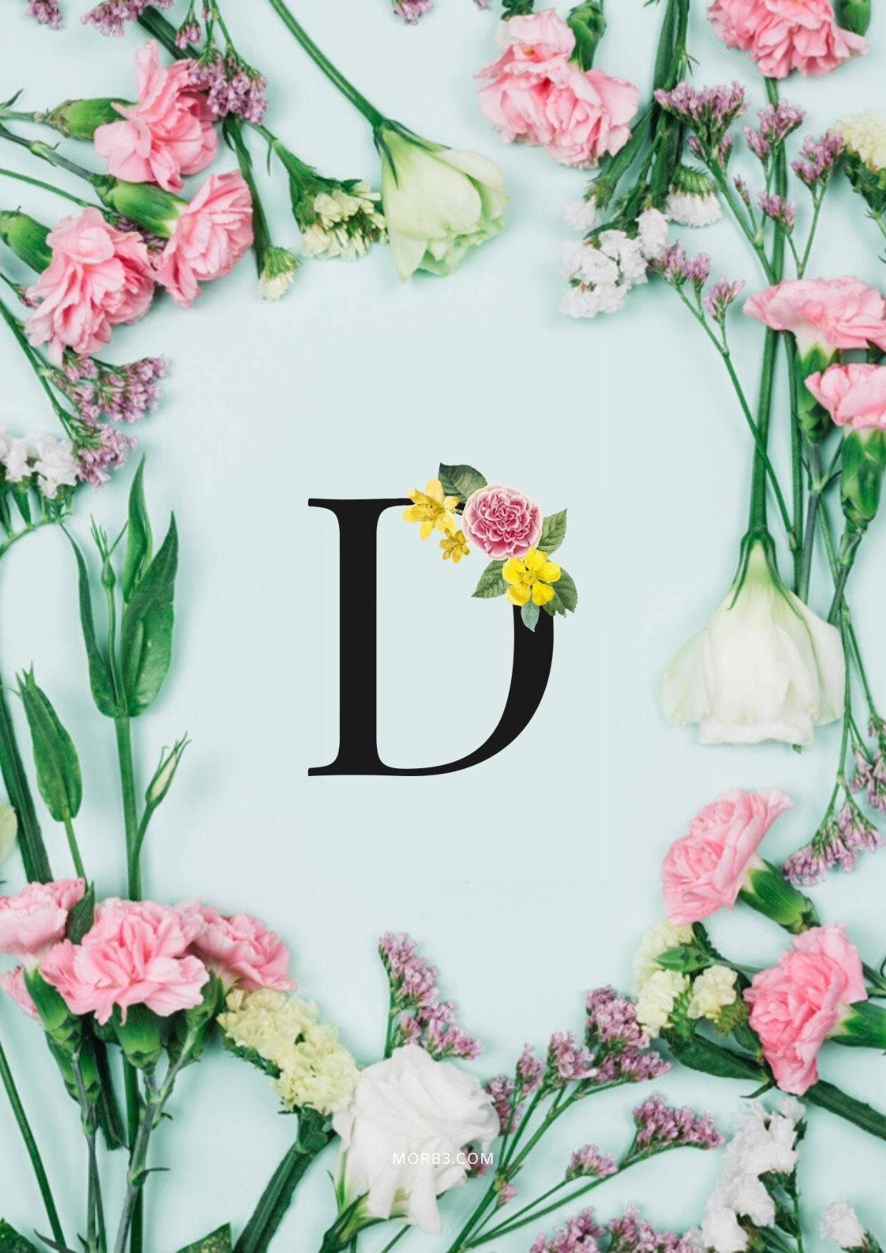 Letter D Flower Border Background