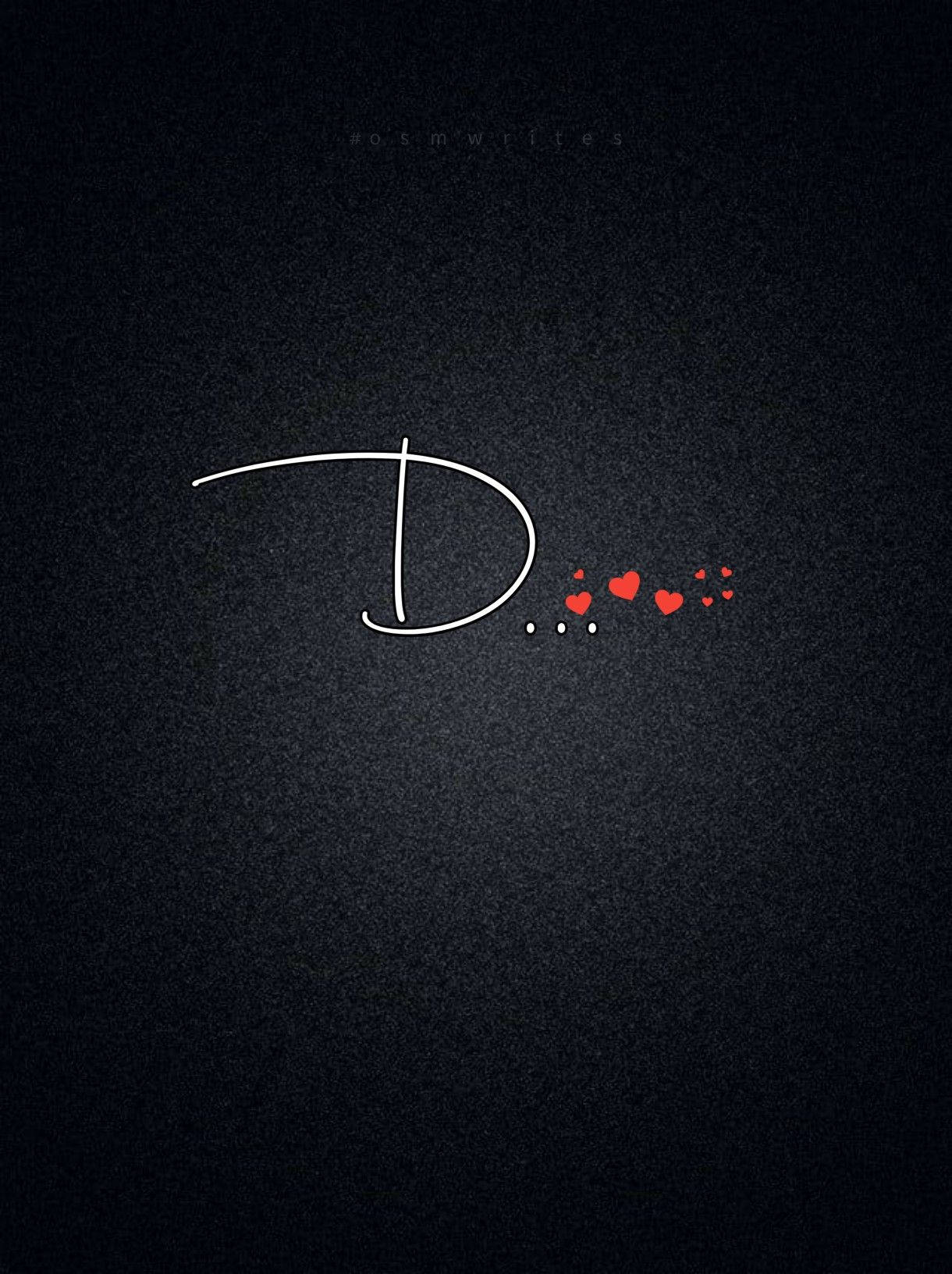 Letter D Red Hearts Background