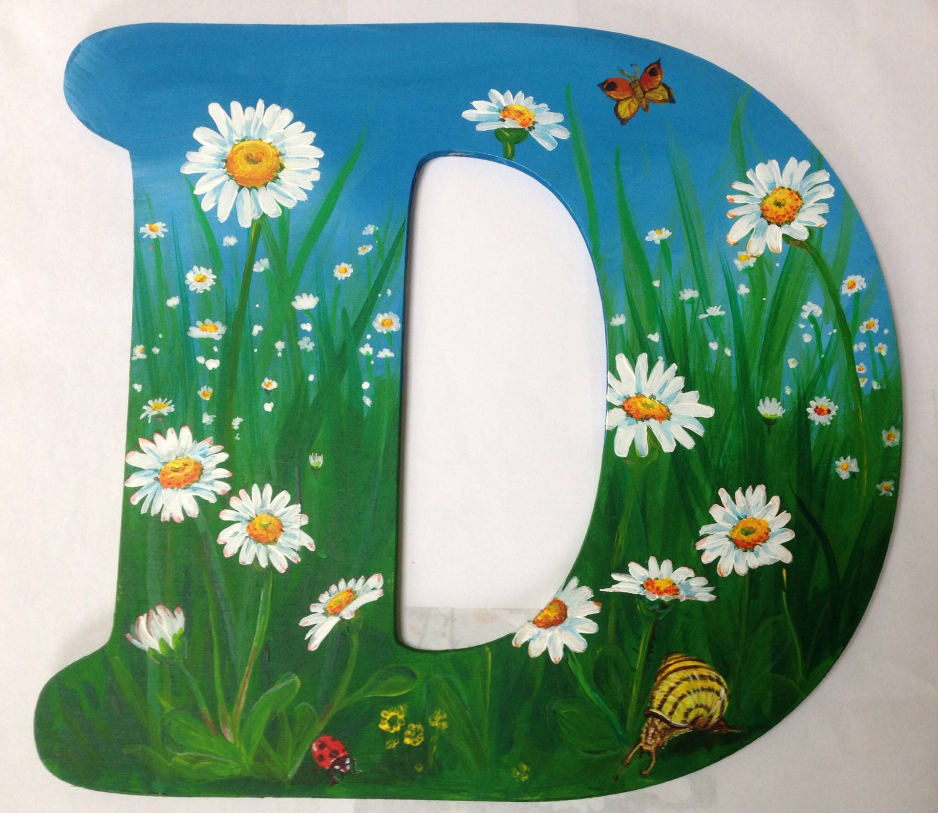 Letter D White Daisies Background