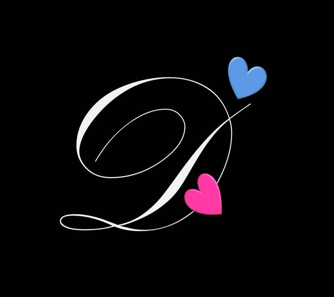 Letter D With Pink And Blue Hearts