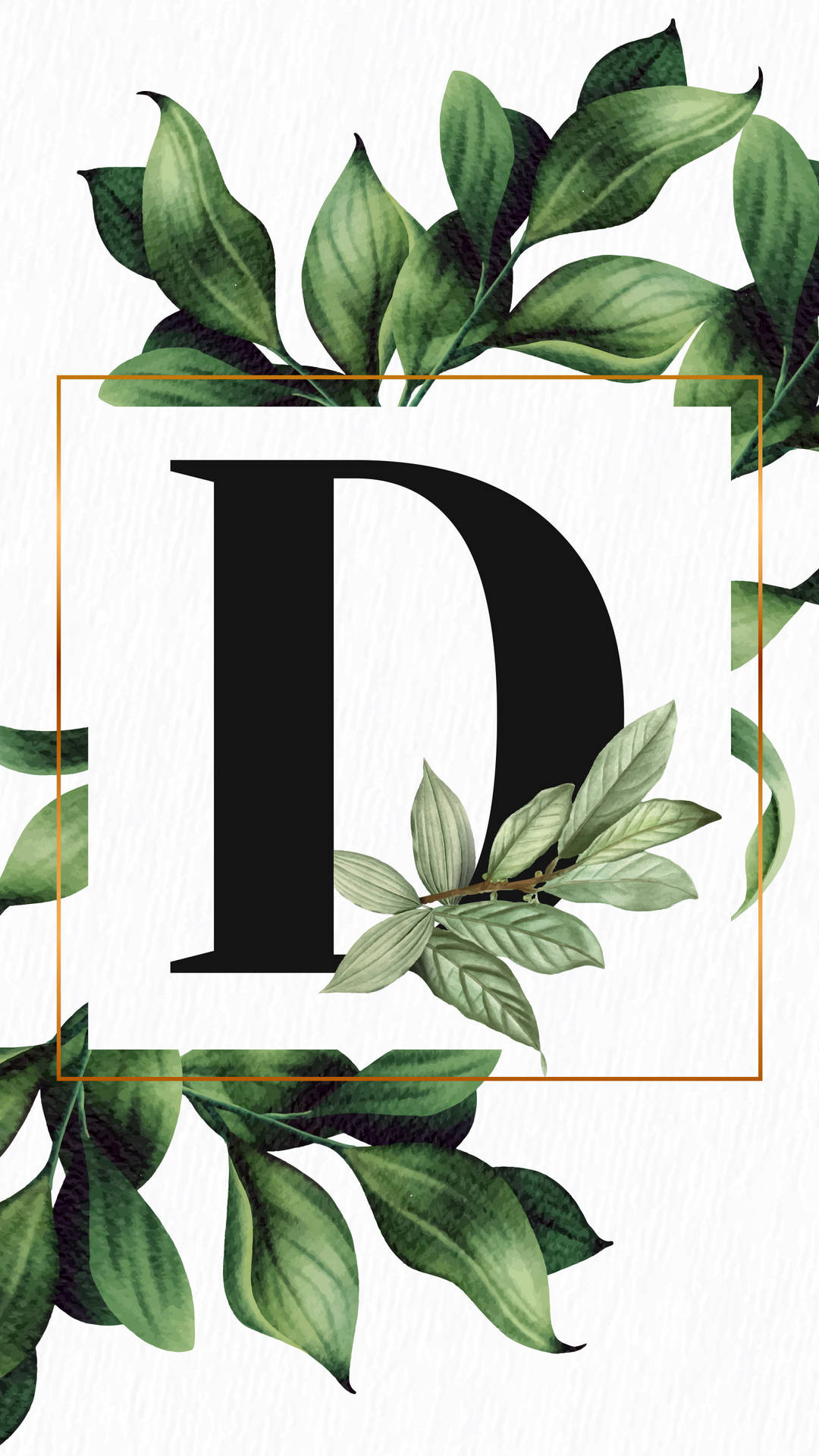 Letter D With Tropical Plants