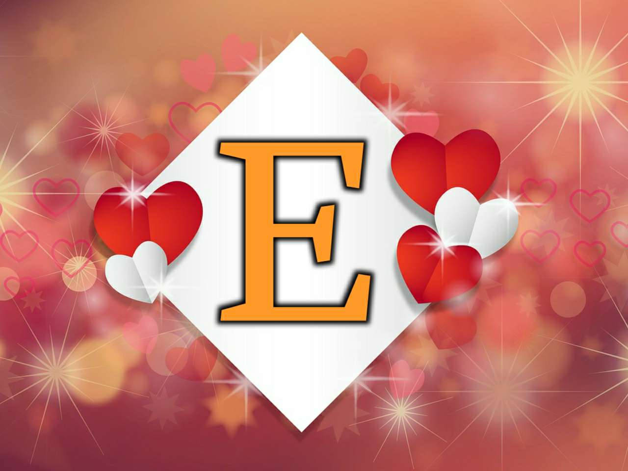 Letter E Hearts Background