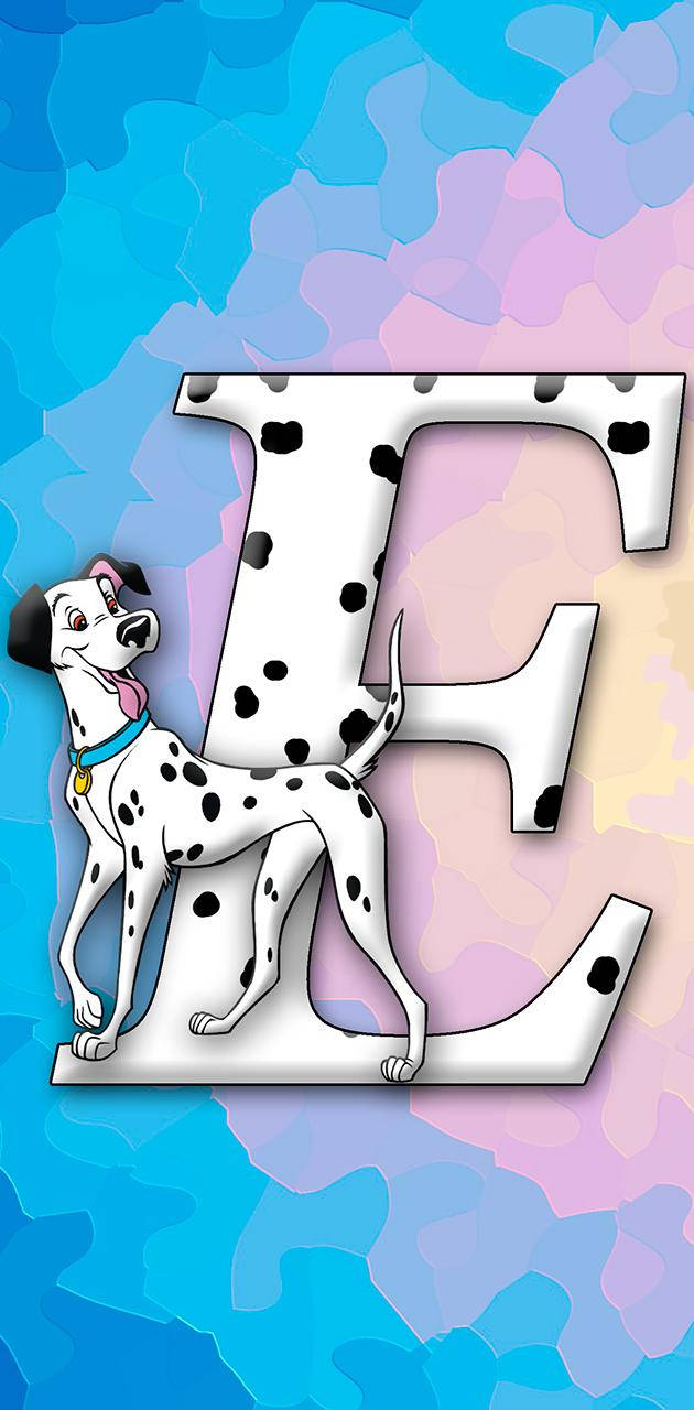 Letter E With Dalmatian Dog Background