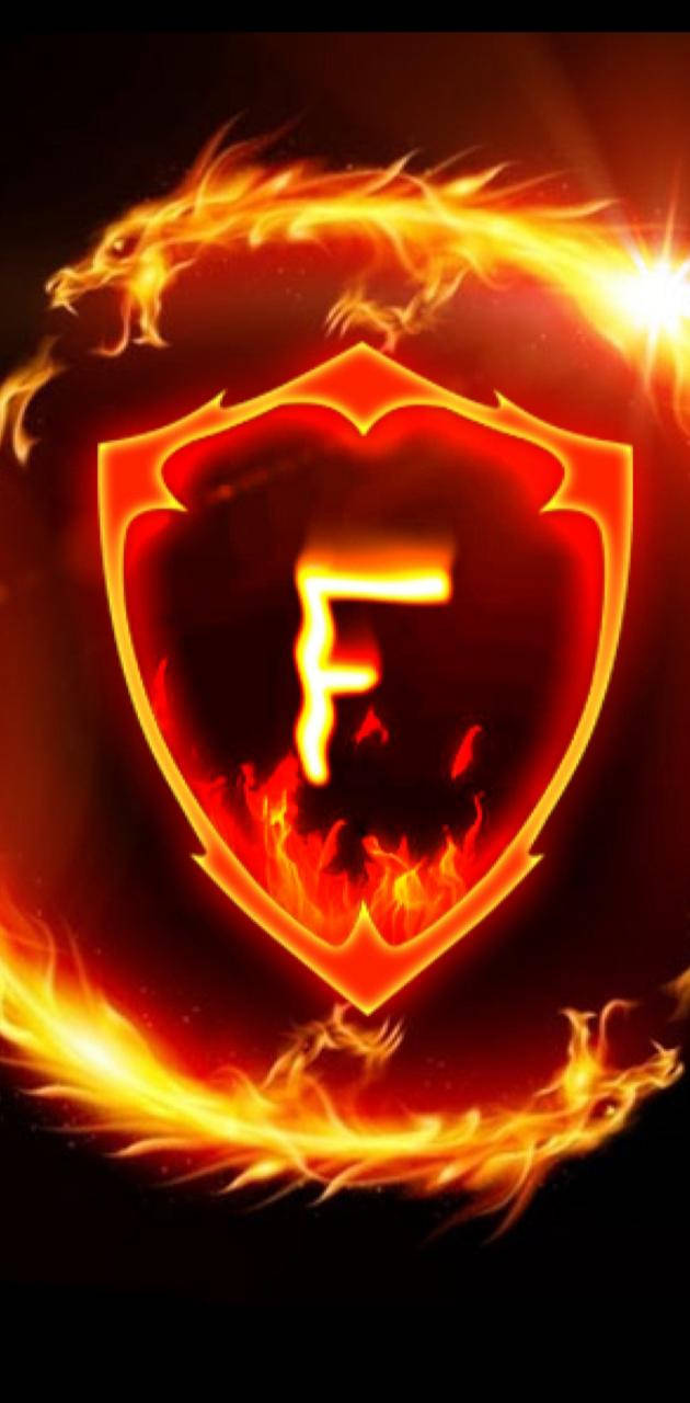 Letter F On Fire Background