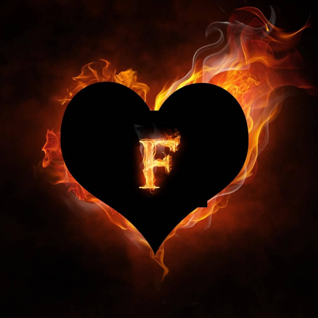 Letter F With Flame Background
