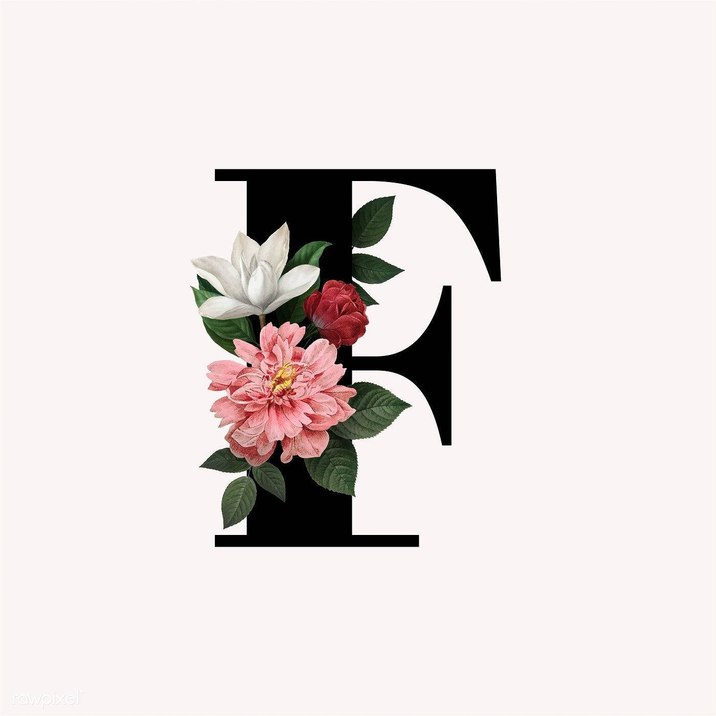 Letter F With Flower Design Background