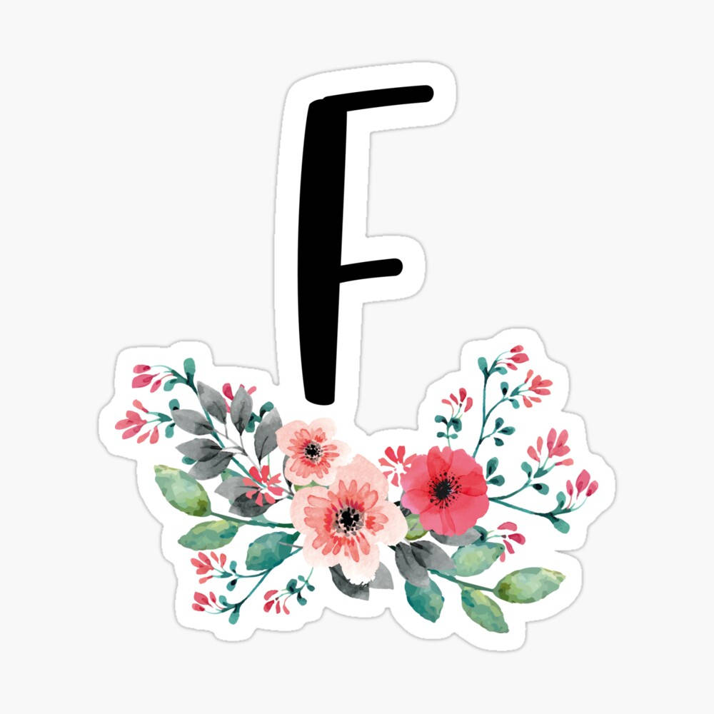 Letter F With Pink Flowers Background