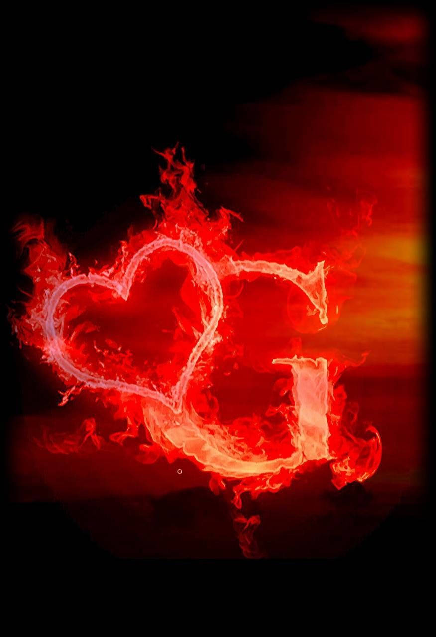 Letter G Flaming Heart Background