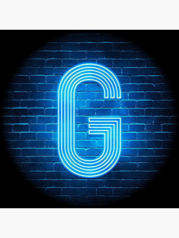 Letter G In Blue Neon Lights Background