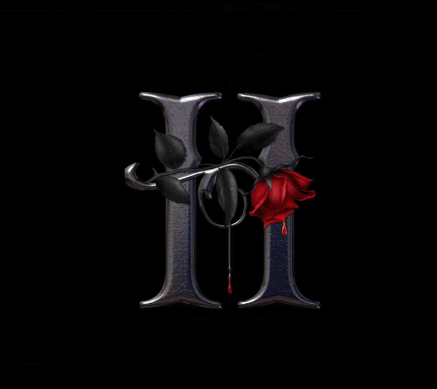 Letter H Gothic Rose