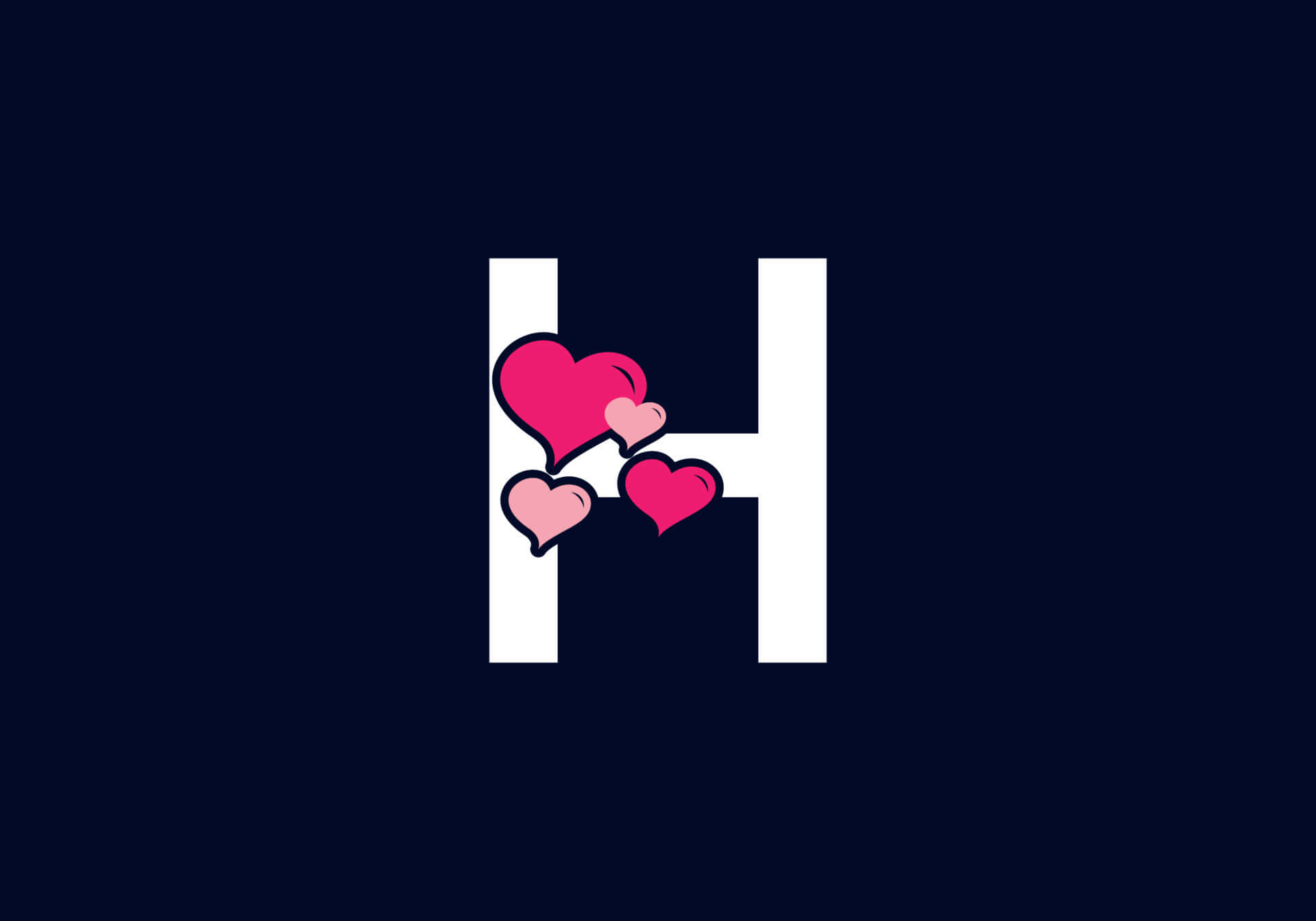 Letter H Initial With Hearts