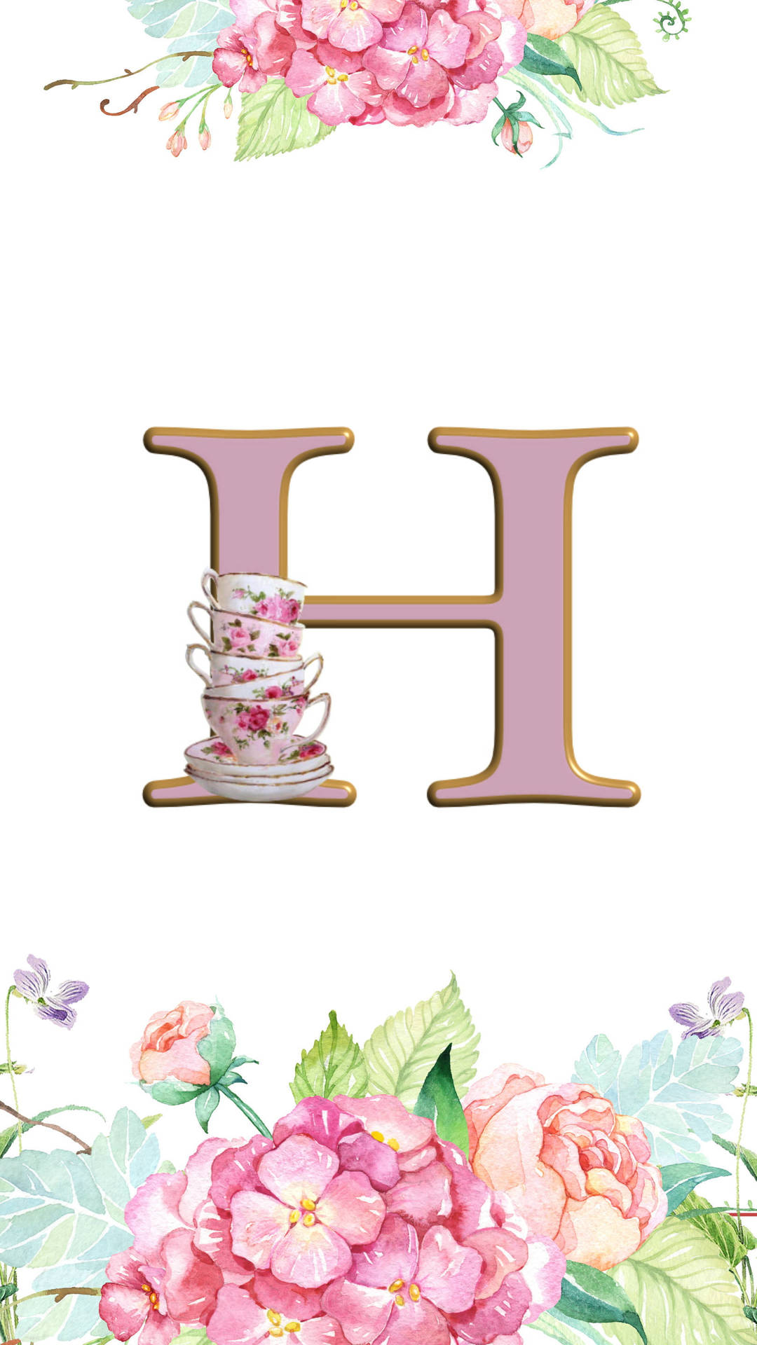 Letter H Tea Cups Background