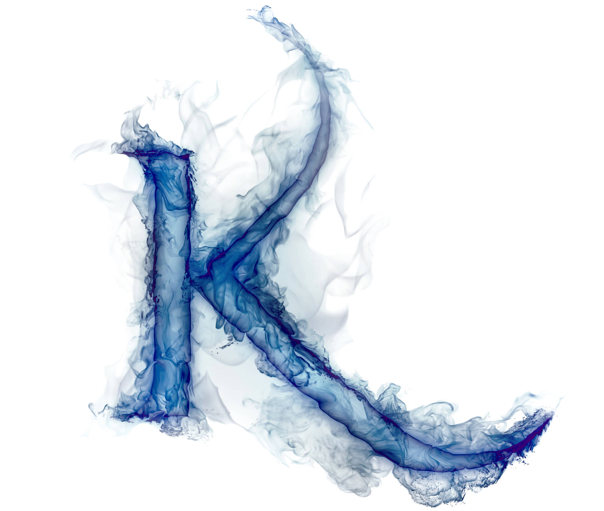 Letter K Blue Smoke Background