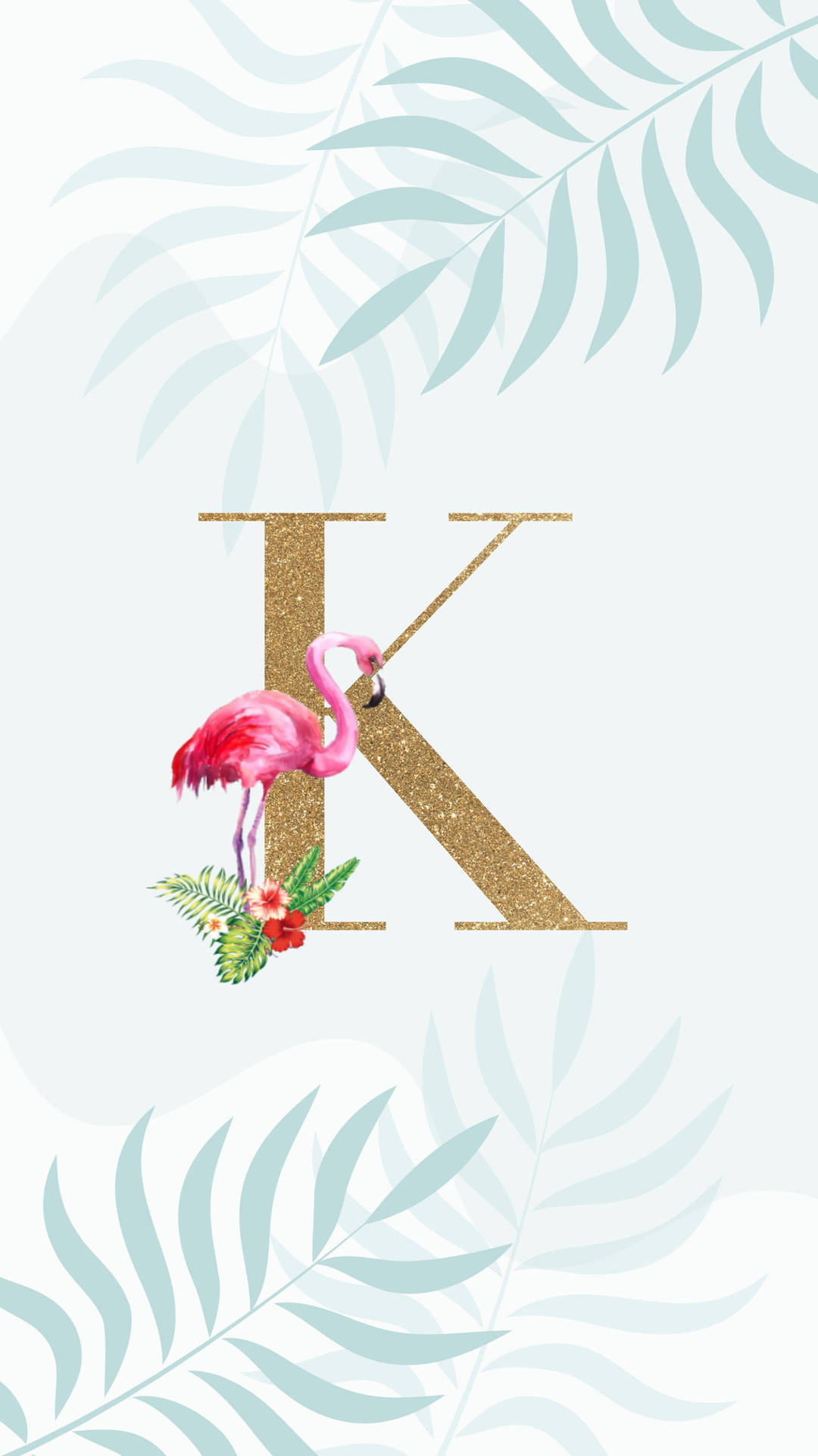 Letter K With Flamingo Background