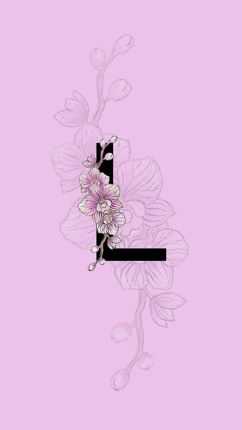 Letter L With Flower On Pink