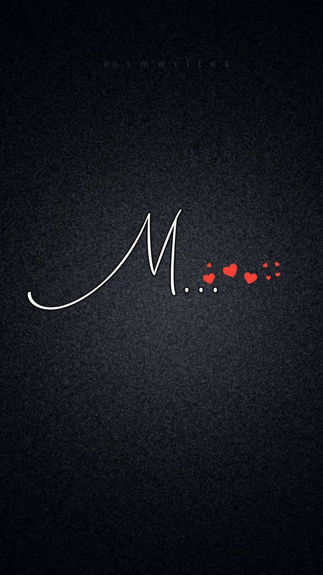 Letter M Alphabet With Hearts Background