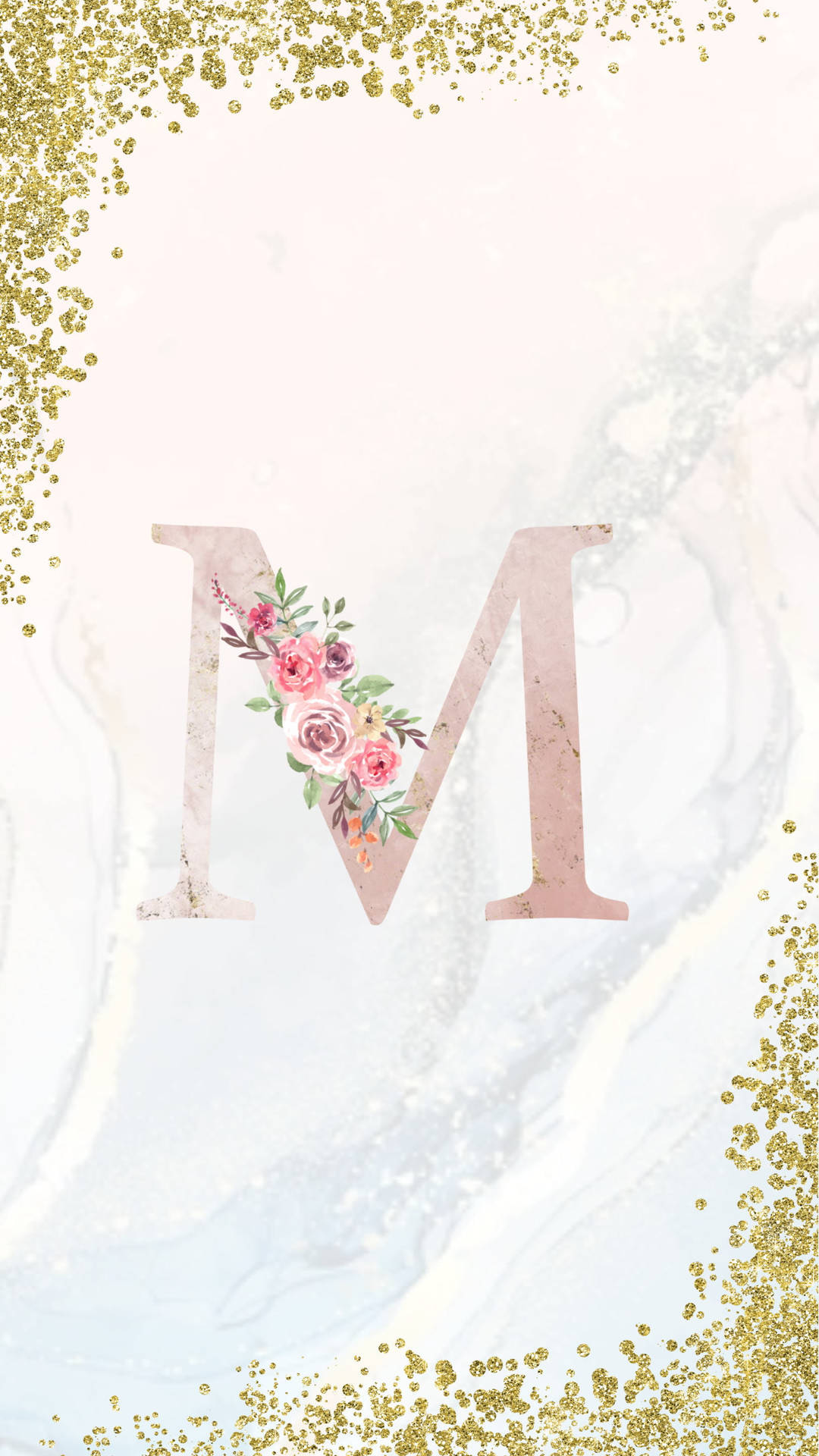 Letter M Floral Design Background