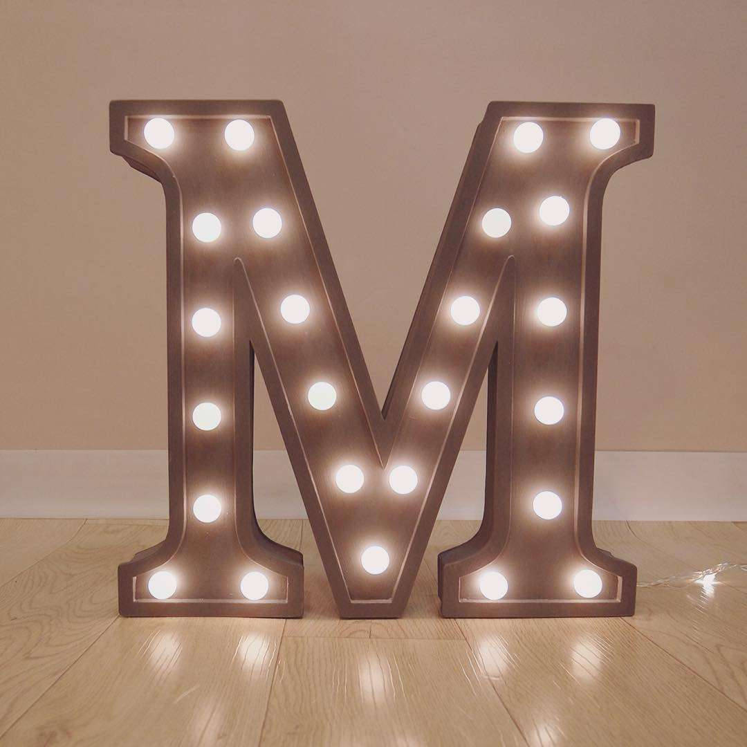 Letter M Led Lights Background